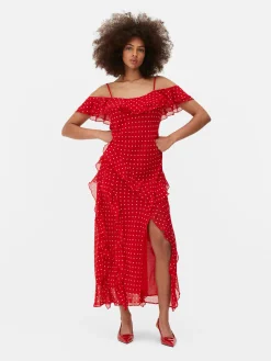 Robe Mi-longue à Volants Et à Pois|Primark