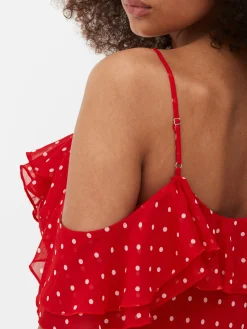 Robe Mi-longue à Volants Et à Pois|Primark