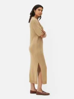 Robe Mi-longue Avec Col En V|Primark New