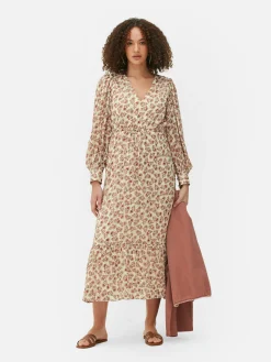 Robe Mi-longue Boho à Col En V|Primark Clearance