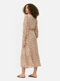Robe Mi-longue Boho à Col En V|Primark Clearance