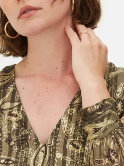 Robe Mi-longue Boho à Col En V|Primark Outlet