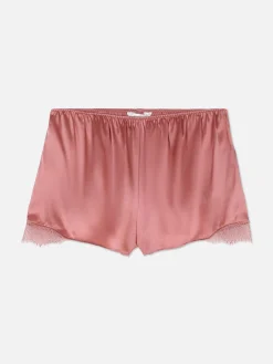 Short De Pyjama En Soie Mélangée Avec Liseré En Dentelle|Primark Clearance