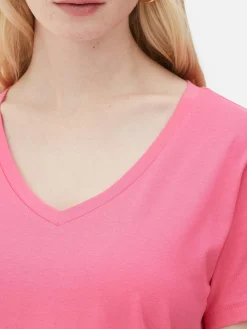 T-shirt à Col En V Et Manches Courtes|Primark Outlet