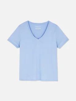 T-shirt à Col En V Et Manches Courtes|Primark Clearance