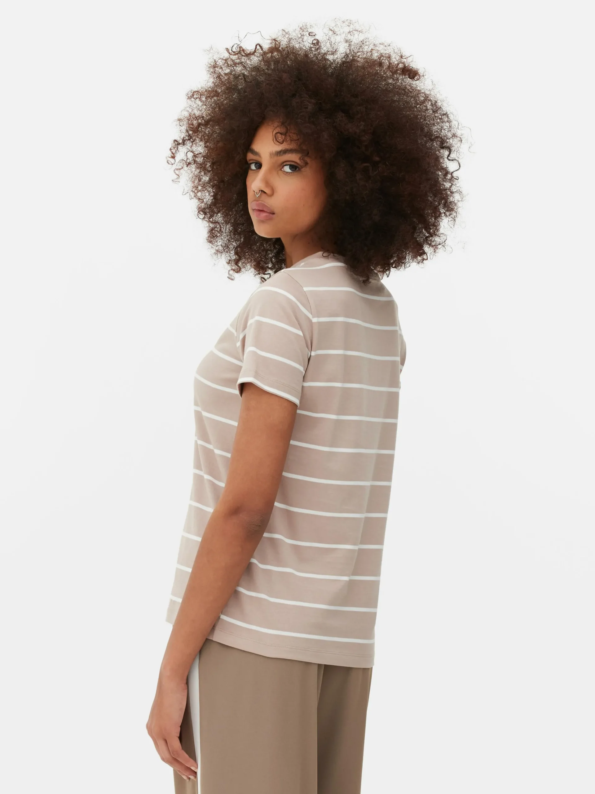 T-shirt à Rayures Et à Col Ras-du-cou|Primark