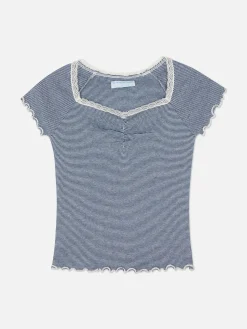 T-shirt à Rayures Et à Finitions En Dentelle|Primark Best