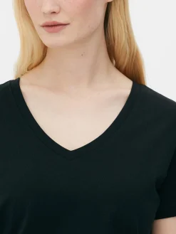 T-shirt Coupe Regular à Col En V|Primark Clearance