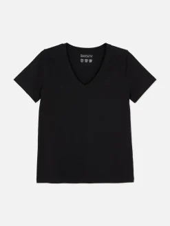 T-shirt Coupe Regular à Col En V|Primark Clearance