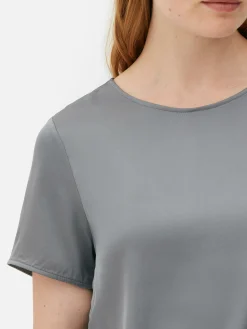 T-shirt En Satin à Manches Courtes The Edit|Primark Clearance
