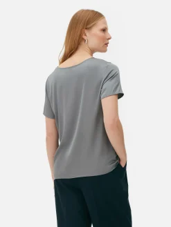 T-shirt En Satin à Manches Courtes The Edit|Primark Clearance