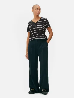 T-shirt Rayé à Col En V|Primark Outlet