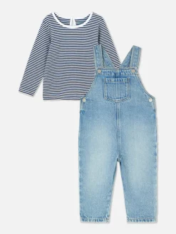T-shirt Rayé à Manches Longues Et Salopette En Denim|Primark Online