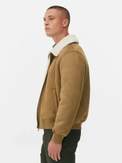 Veste En Suédine à Col Effet Mouton Retourné|Primark Online