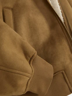 Veste En Suédine à Col Effet Mouton Retourné|Primark Online