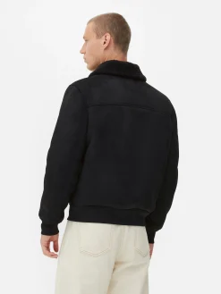 Veste En Suédine à Col Effet Mouton Retourné|Primark Online