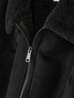 Veste En Suédine à Col Effet Mouton Retourné|Primark Online